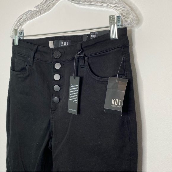Kut From the Kloth Reese Black Button Fly High Rise Ankle Straight Leg Jeans - Picture 4 of 10